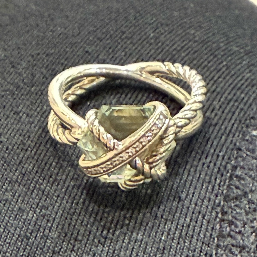 David Yurman CABLE WRAP RING in green amethyst (prasiolite) size 6